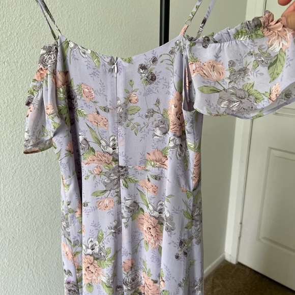 Lavender Floral Print High-Low Dress - Picture 1 of 5